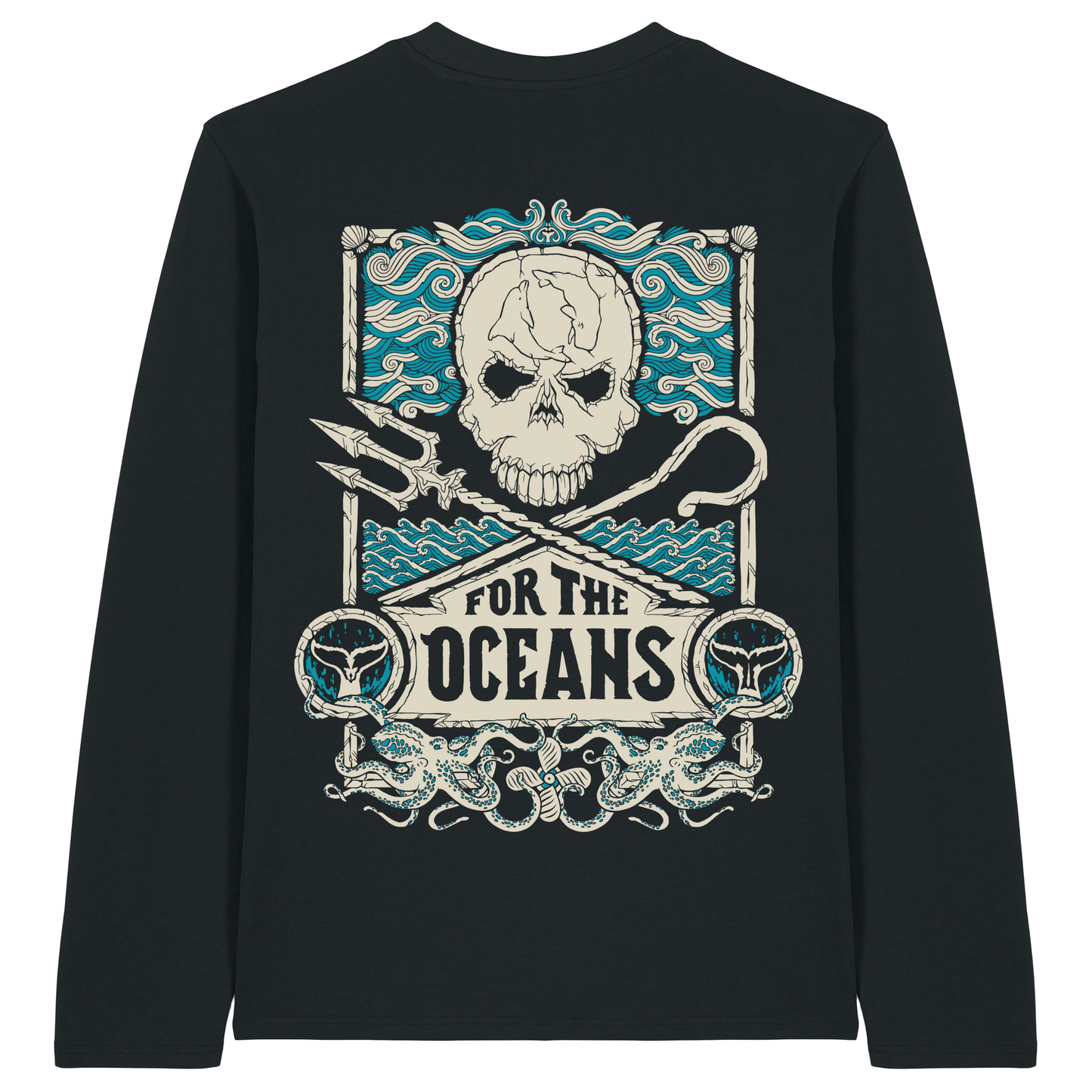 Black Printed Long Sleeve T Shirt Back
