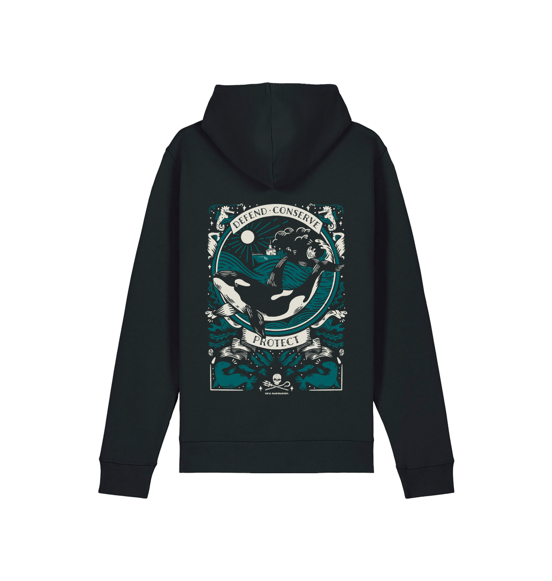 Black Printed Hoody Back