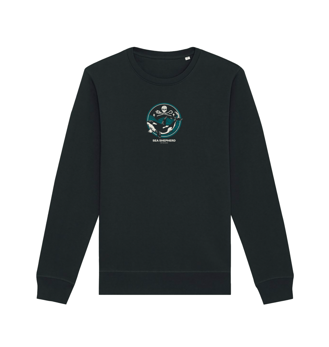 Black Printed Sweater Front
