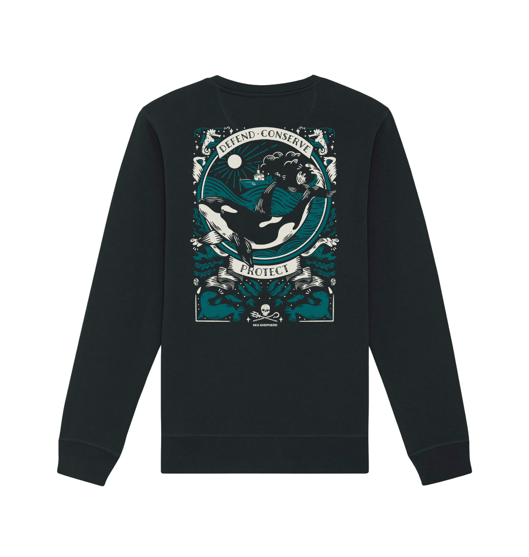 Black Printed Sweater Back