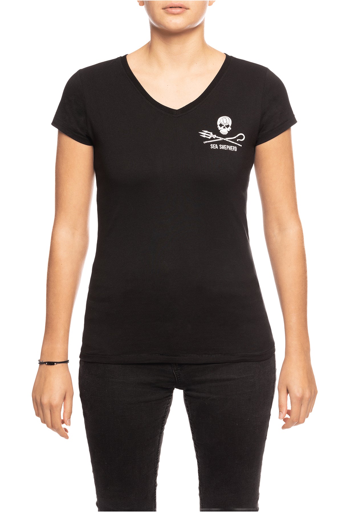 Ladies V-Neck Jolly Roger Premium Fit T Shirt