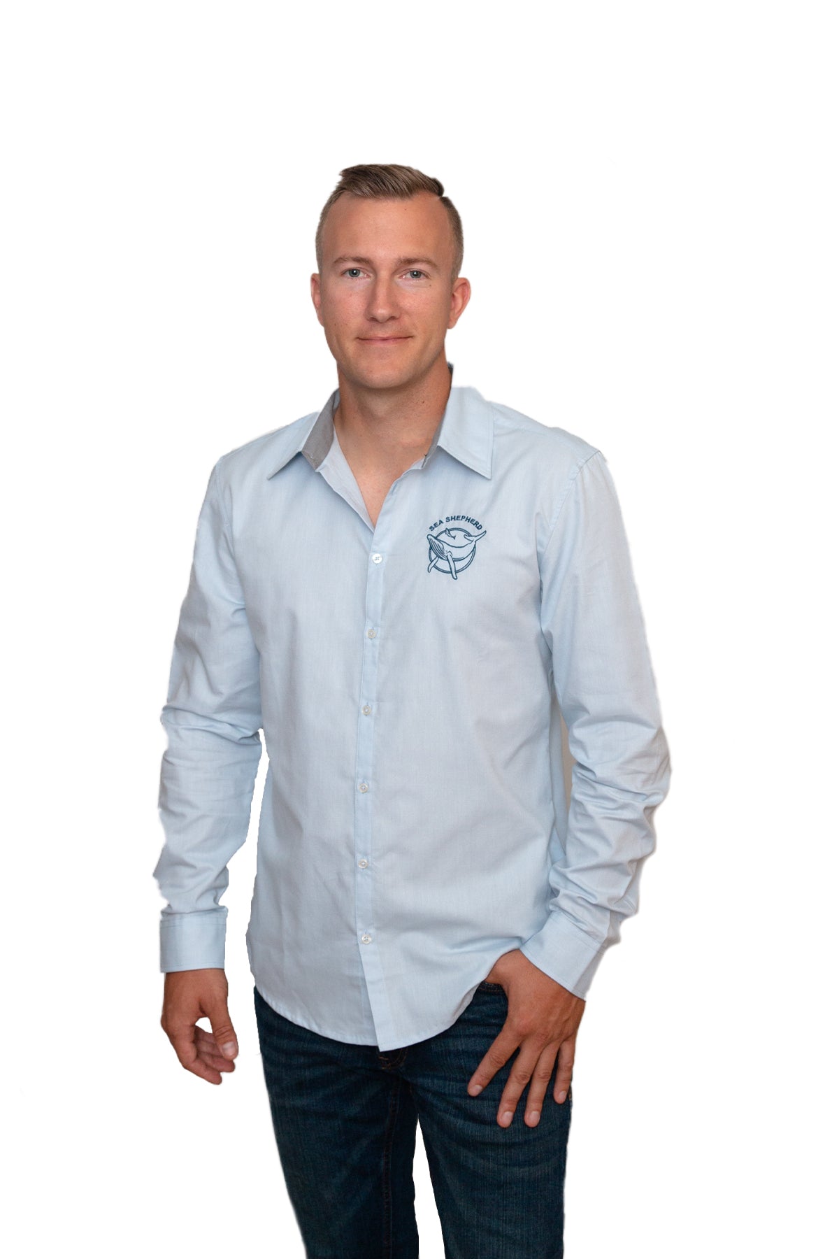 Men's Button Down Vintage Logo Sky Premium Fit Shirt