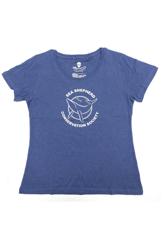Ladies Premium Fit Classic Logo T Shirt Heathered Blue