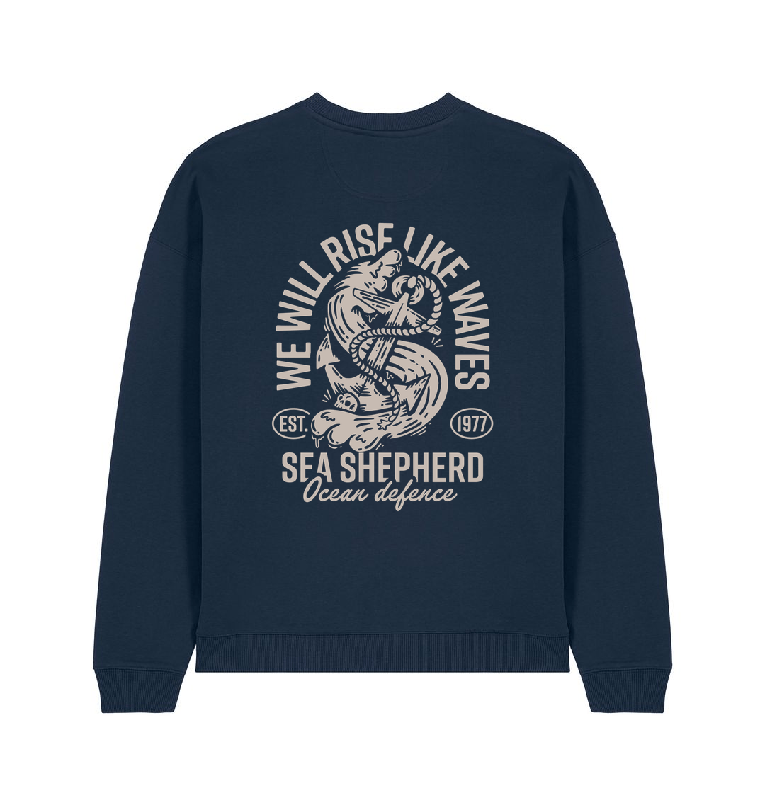 French Navy Printed Sweater Back