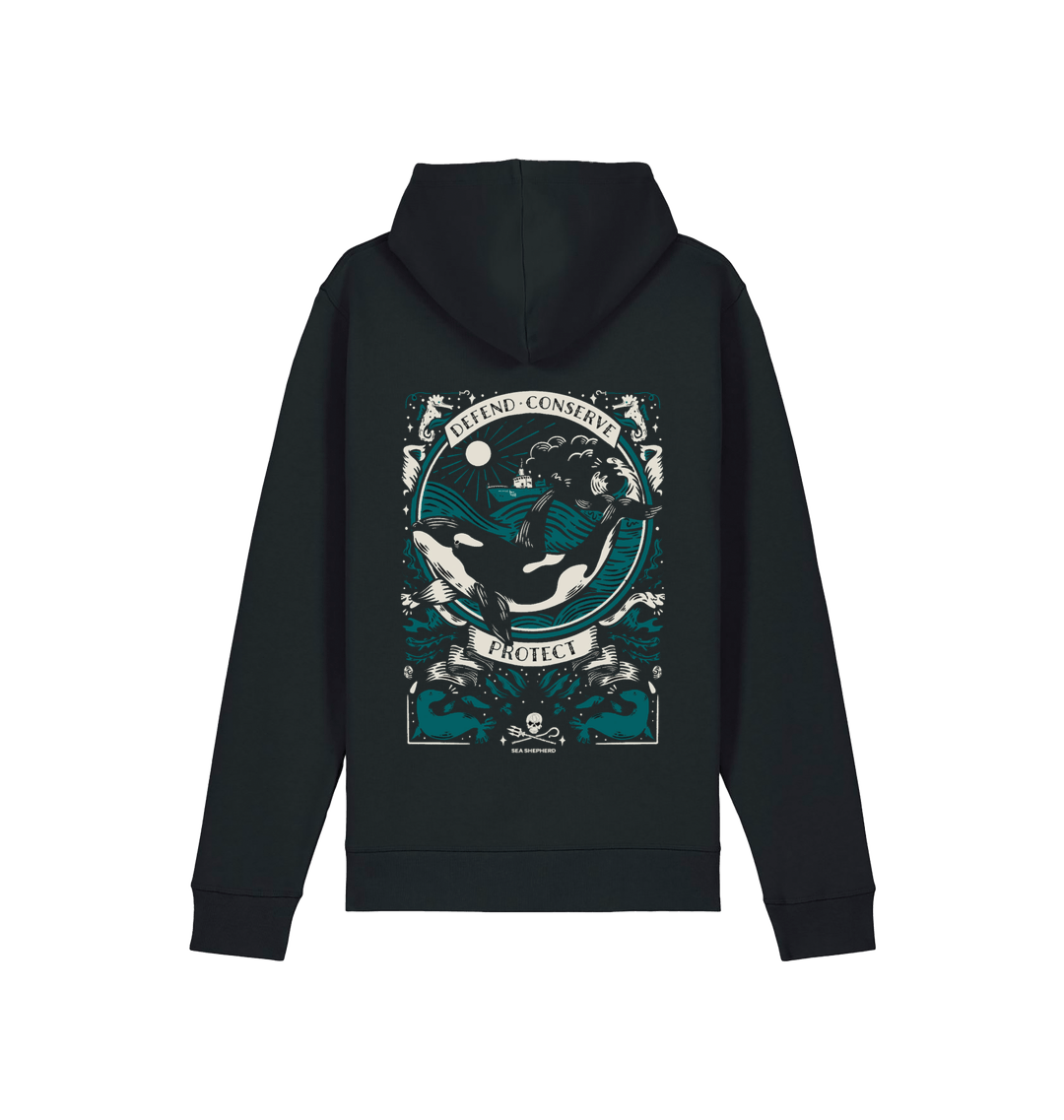 Black Printed Hoody Back