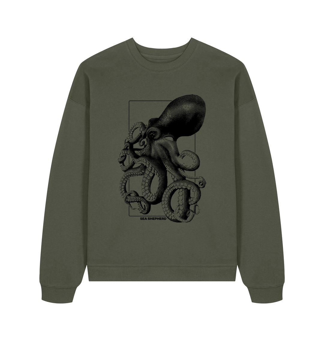 Khaki Printed Sweater Front