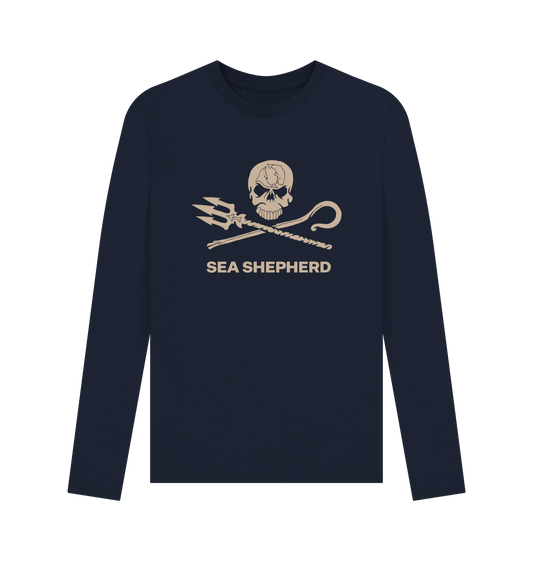 Navy Blue Printed Long Sleeve T Shirt