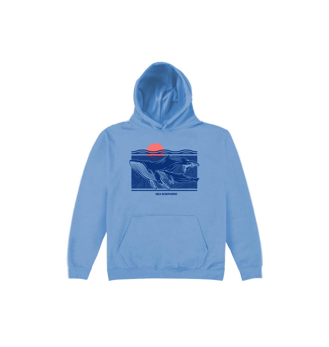 Carolina Blue Printed Kids Hoodie Front