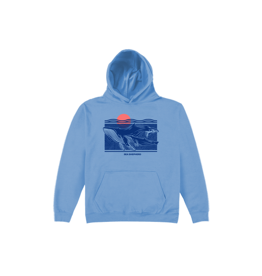 Carolina Blue Printed Kids Hoodie Front
