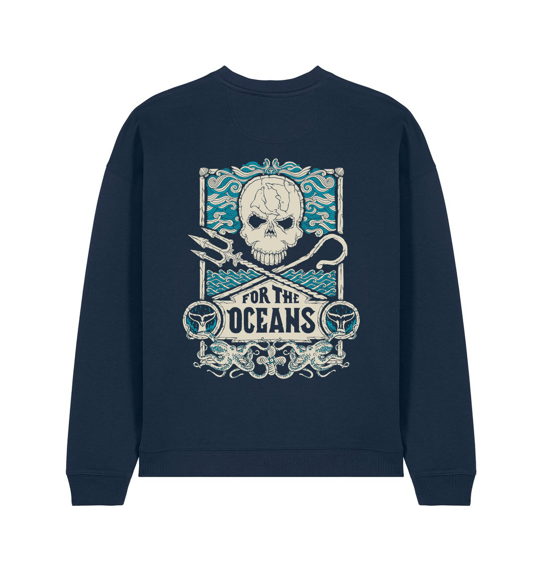 French Navy Printed Sweater Back