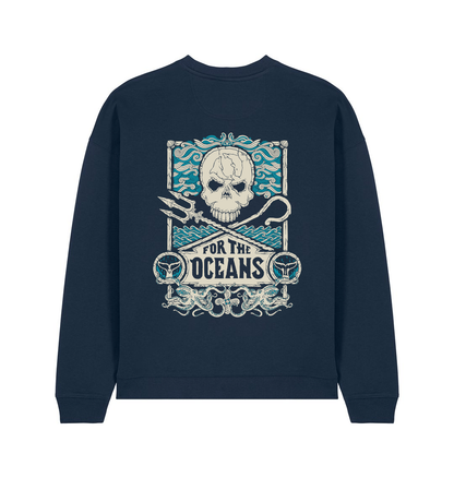 French Navy Printed Sweater Back