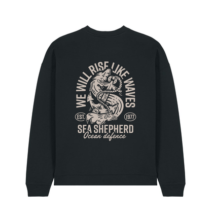 Black Printed Sweater Back