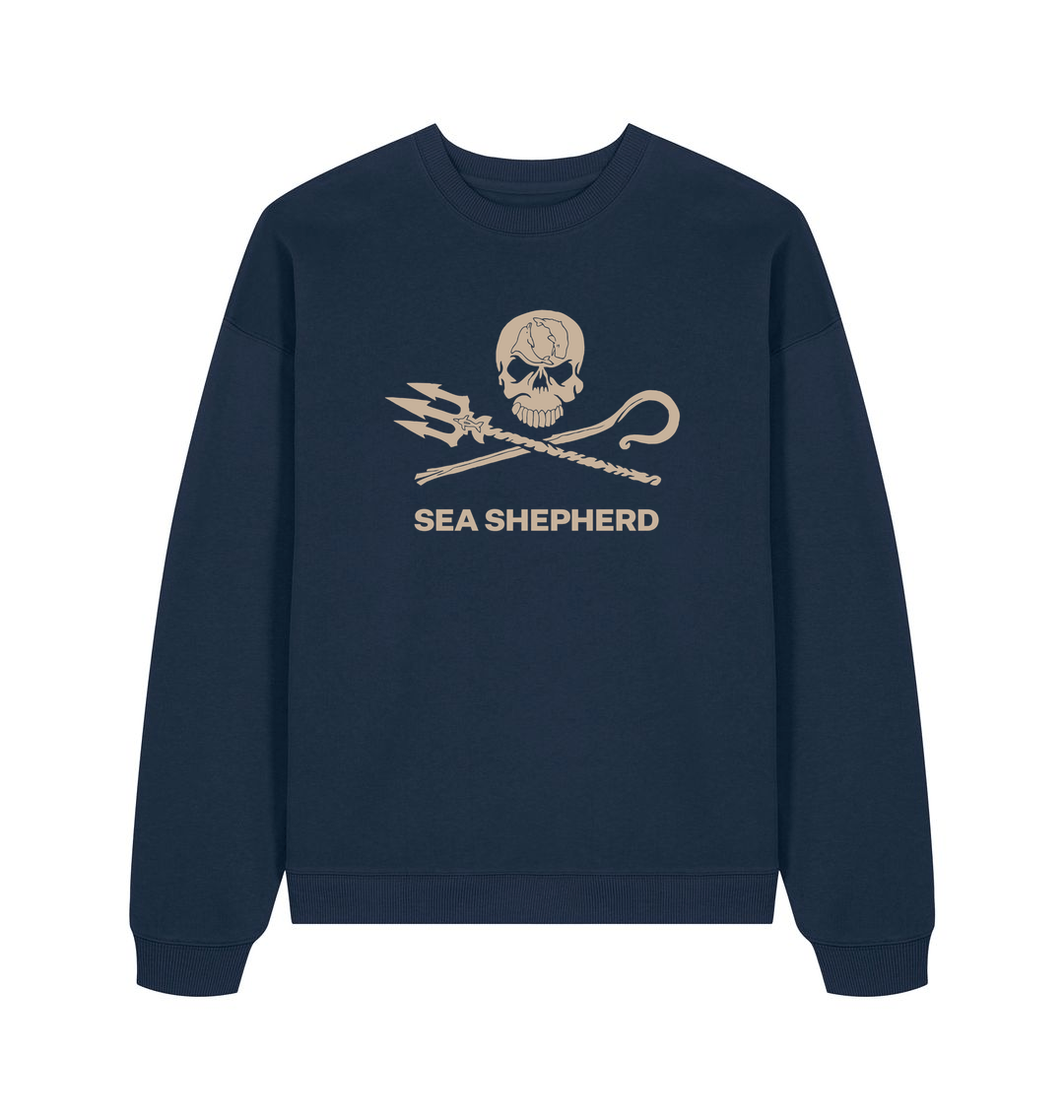 French Navy Printed Sweater Front
