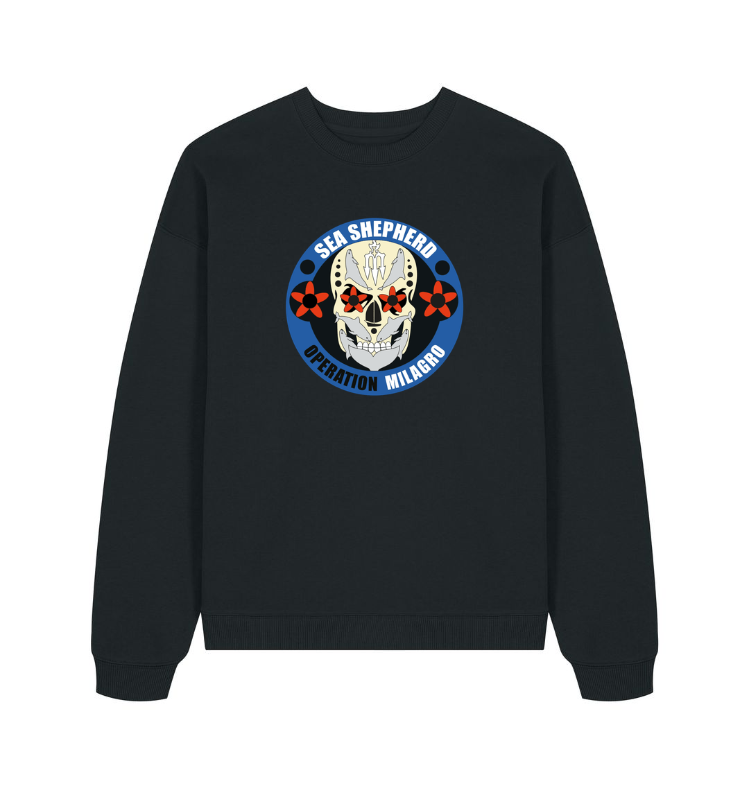 Black Printed Sweater Front