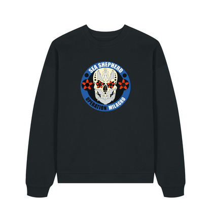 Black Printed Sweater Front