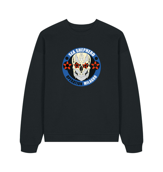 Black Printed Sweater Front