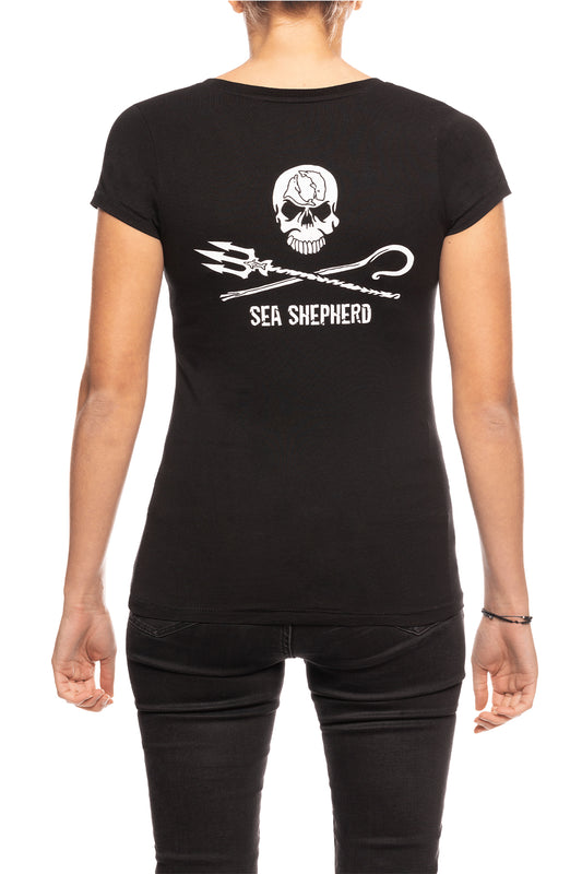 Ladies V-Neck Jolly Roger Premium Fit T Shirt