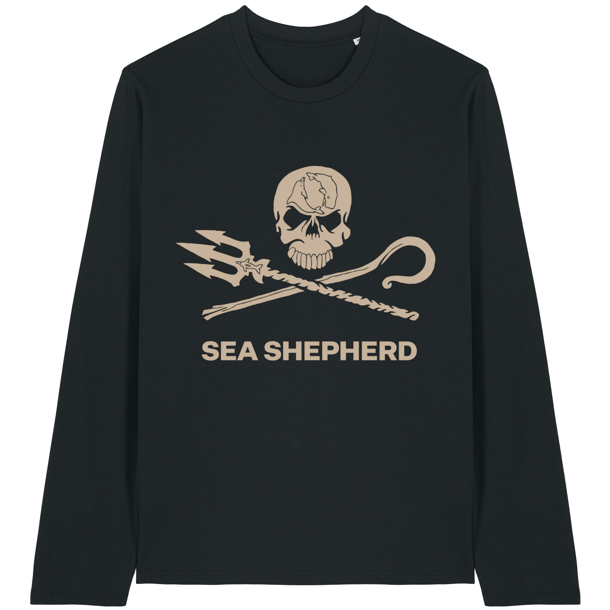 Black Printed Long Sleeve T Shirt Front