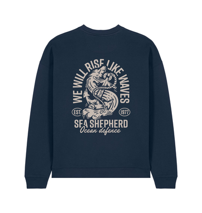 French Navy Printed Sweater Back