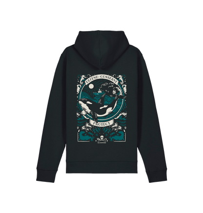 Black Printed Hoody Back