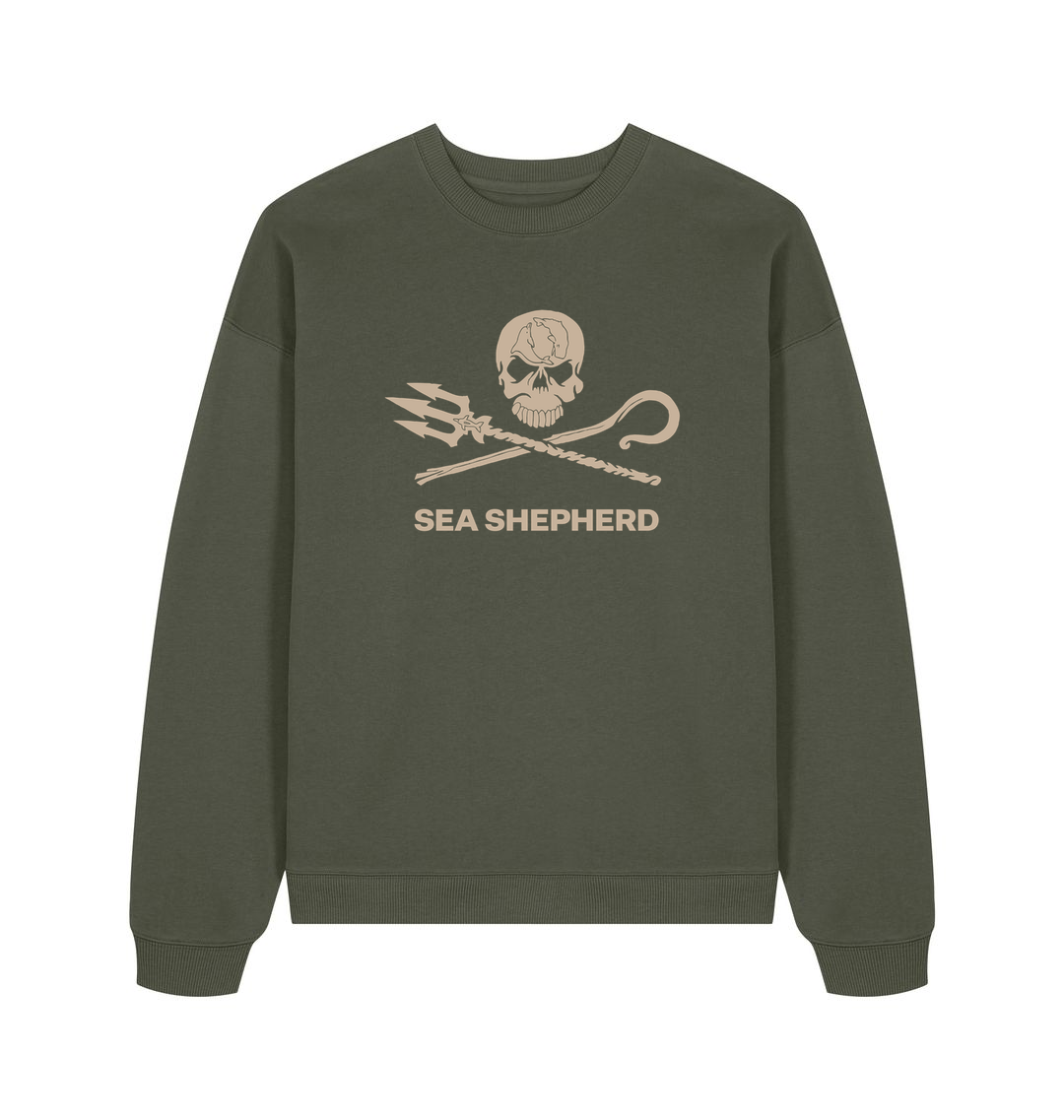 Khaki Printed Sweater Front